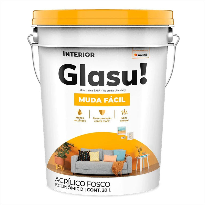 Tinta Acrílica Fosco Muda Fácil Glasu 20L Branco Neve Suvinil